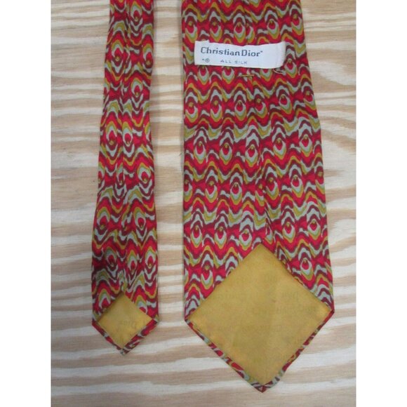Christian Dior Neck Tie Red Silk Formal Business Designer Colorful - Picture 3 of 7